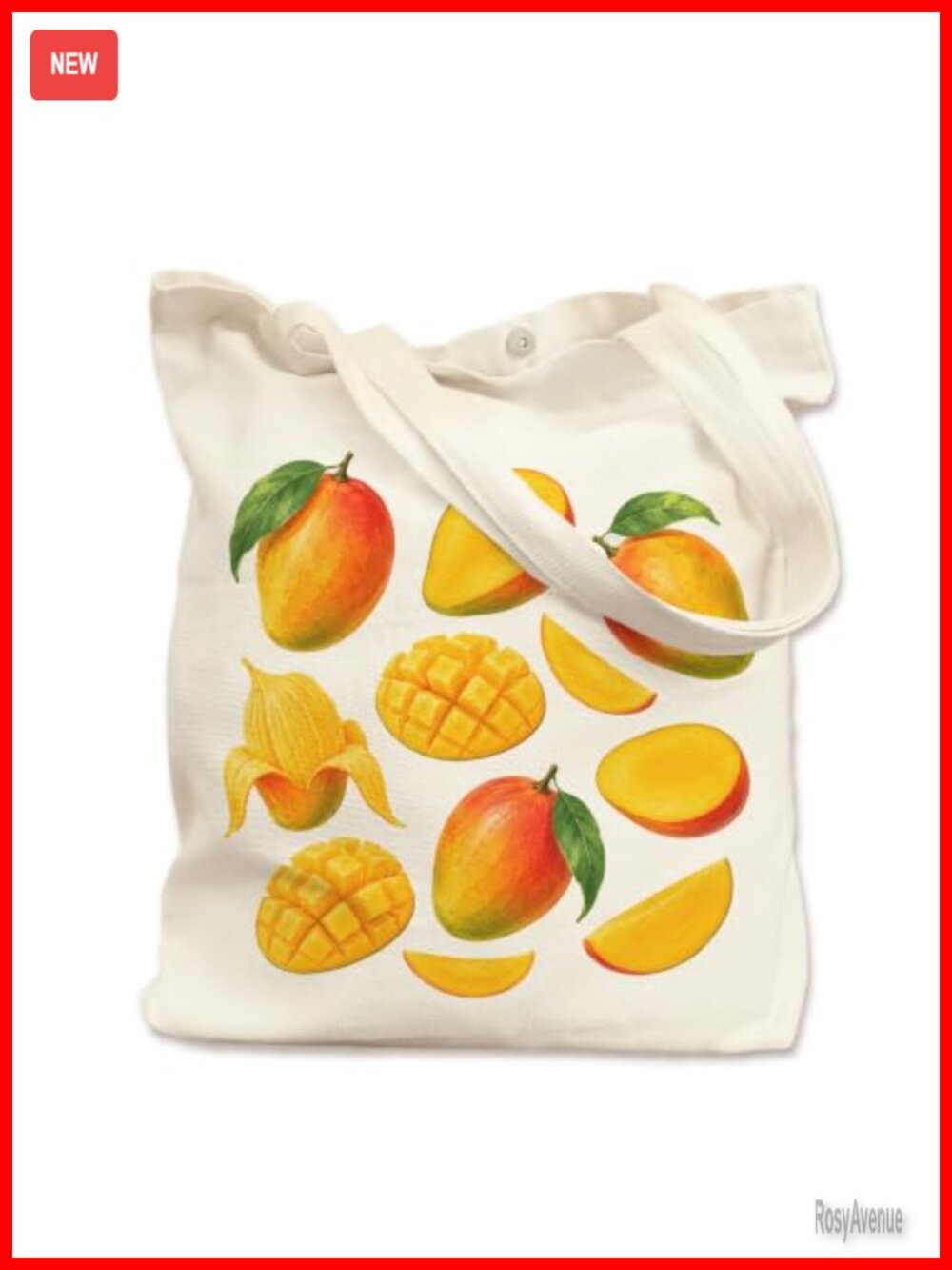 Canvas Tote Bag Women Mango Watercolor Tropical Fruit Shoulder Handbag